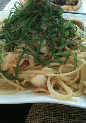 ホタテと水菜の和風パスタ-レシピのメイン写真