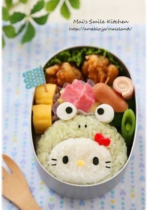 カエル帽子のキティちゃん♪キャラ弁-レシピのメイン写真