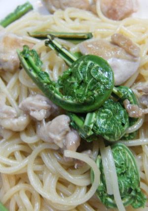 こごみと鶏肉の和風パスタ♪-レシピのメイン写真