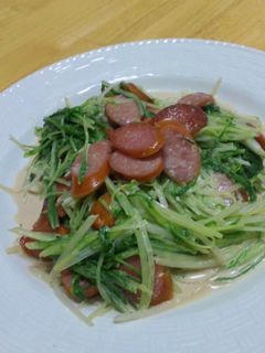 水菜とソーセージの和風サラダ-レシピのメイン写真