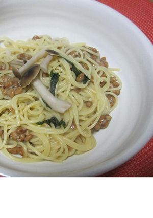 ノンオイル☆しめじと納豆の和風パスタ-レシピのメイン写真
