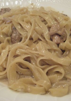 ポルチーニと鶏肉のクリームスパゲッティ♪-レシピのメイン写真