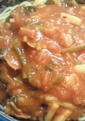 簡単☆ほうれん草のトマトソースパスタ-レシピのメイン写真