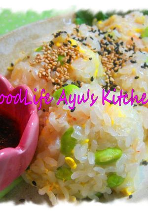 枝豆入りモチモチ蒸しエビ団子-レシピのメイン写真