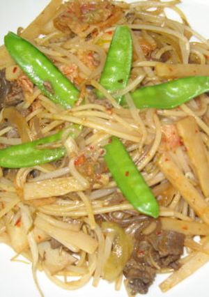 牛キムチのもやしこんにゃくパスタ-レシピのメイン写真
