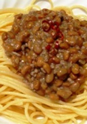 ひき肉と納豆のパスタ-レシピのメイン写真
