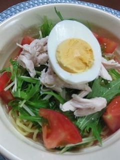 トマトダレの蒸し鶏冷しラーメン-レシピのメイン写真