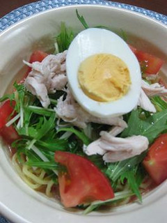 トマトダレの蒸し鶏冷しラーメン-レシピのメイン写真