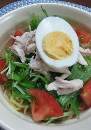 トマトダレの蒸し鶏冷しラーメン-レシピのメイン写真
