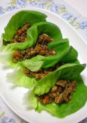 納豆ミンチのサラダ菜包み-レシピのメイン写真