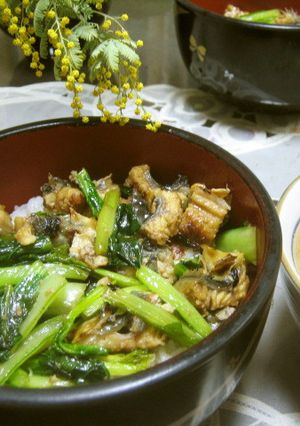 夏バテ予防に、超簡単^^うなぎと小松菜丼-レシピのメイン写真