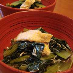 รูปของ 小松菜とお揚げとちりめん山椒の重ね煮