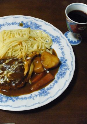 煮込みハンバーグのスパゲティ添え-レシピのメイン写真