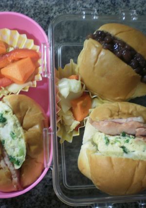 今日の簡単お弁当　あんことベーコンサンド-レシピのメイン写真