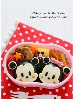 ミッキー＆ミニーちゃんおにぎり＊キャラ弁-レシピのメイン写真