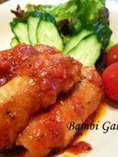 豚薄切り肉で♪くるくるトマト煮-レシピのメイン写真
