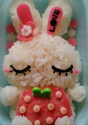 キャラ弁☆ＬＯＶＥうさぎ-レシピのメイン写真
