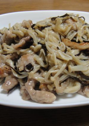 超簡単☆えのき茸と豚肉の塩昆布炒め-レシピのメイン写真