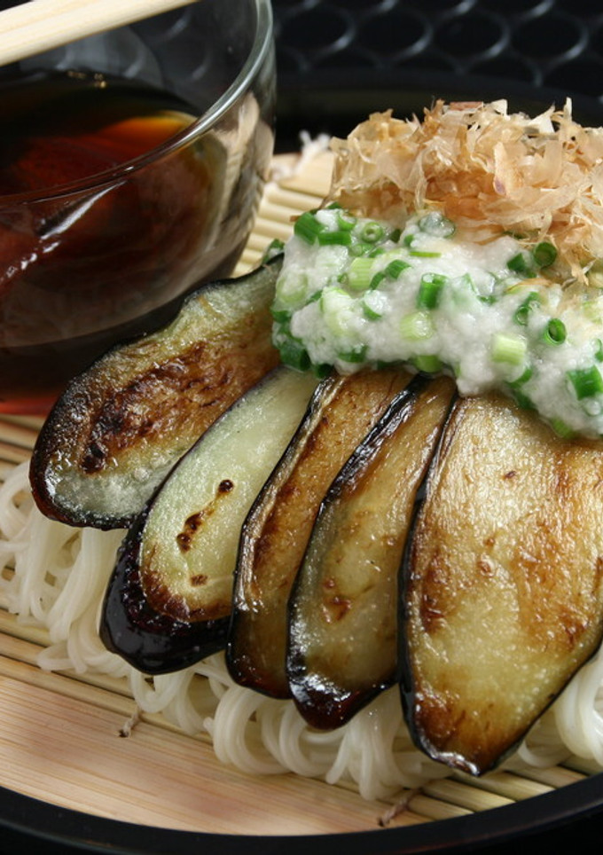 揚げナス　やまかけ　そーめん-レシピのメイン写真