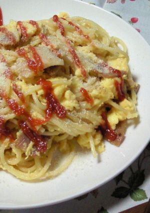 簡単☆半熟卵とベーコンのパスタ-レシピのメイン写真