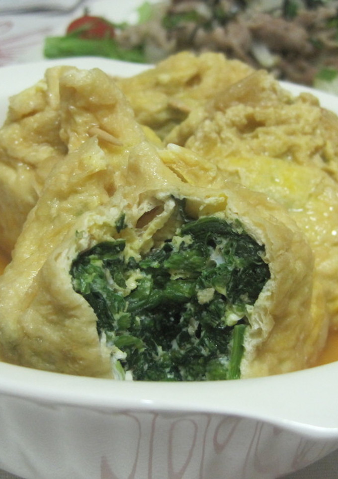 卵とほうれん草の巾着煮-レシピのメイン写真