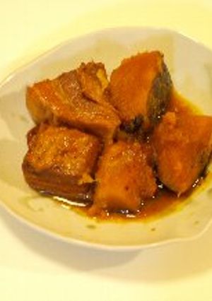 圧力鍋で作る豚とかぼちゃの煮物。-レシピのメイン写真