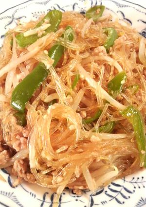 春雨と挽き肉*もやしとピーマンの中華炒め-レシピのメイン写真