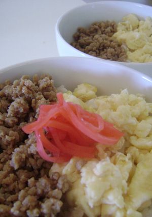 １歳のbabyとふたりランチ♫鶏そぼろ丼-レシピのメイン写真
