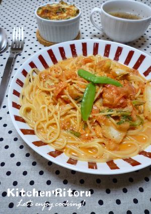 キムチとトマトのクリームパスタ-レシピのメイン写真
