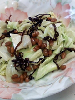 レンジで作る キャベツ塩昆布納豆和え-レシピのメイン写真