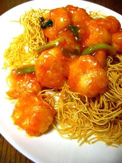 パリパリ!エビチリ+皿うどん♪-レシピのメイン写真