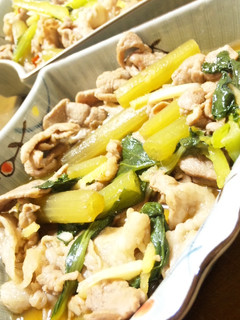 ふきと小松菜と豚肉の生姜煮-レシピのメイン写真