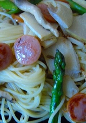 たけのこのパスタ☆食べるラー油もドゾ！-レシピのメイン写真