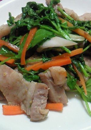豚肉とクレソンのマスタード醤油炒め-レシピのメイン写真