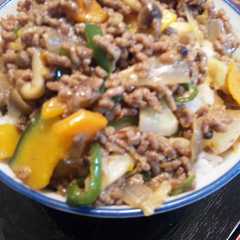 野菜室掃除♪ピリ辛合挽ミンチ丼-レシピのメイン写真