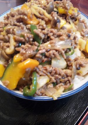 野菜室掃除♪ピリ辛合挽ミンチ丼-レシピのメイン写真