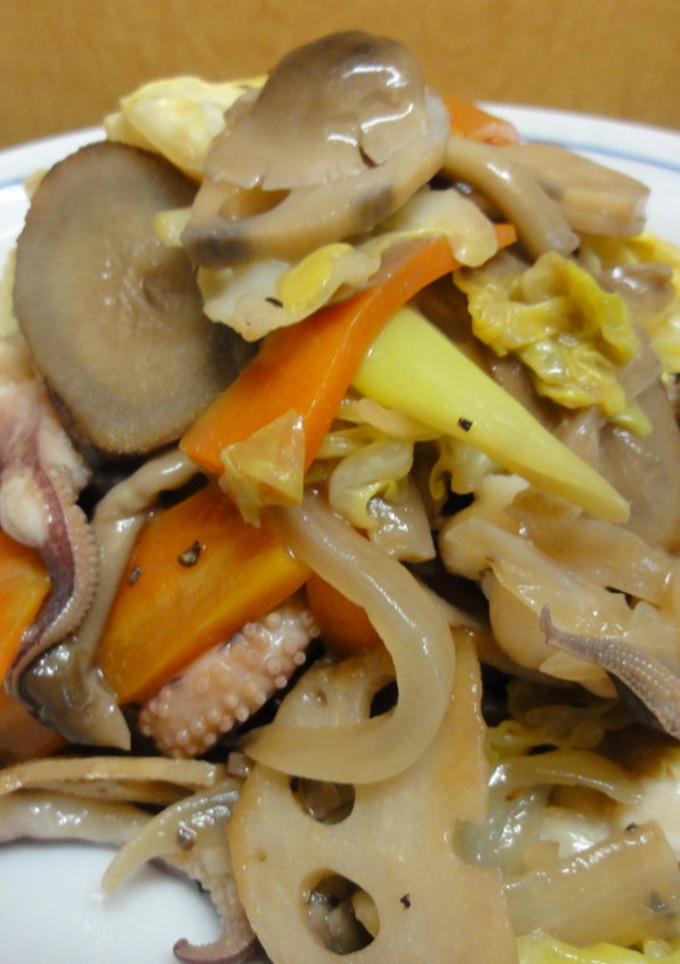 根菜とイカの中華炒め-レシピのメイン写真