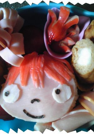 簡単☆ポニョ顔風キャラ弁-レシピのメイン写真
