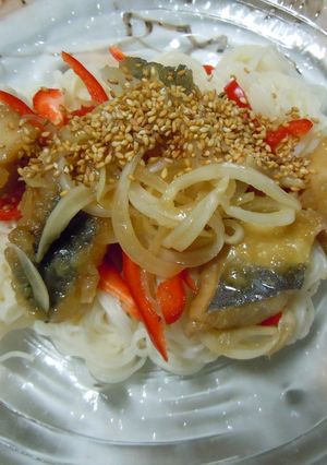 さわらの竜田揚げでぶっかけ素麺-レシピのメイン写真