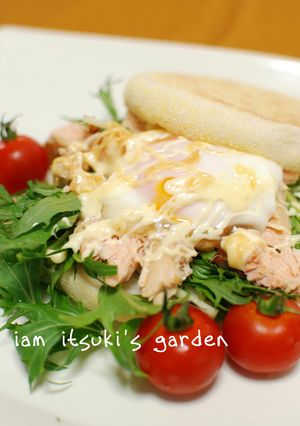 鮭と温玉の味噌マヨサラダマフィン-レシピのメイン写真