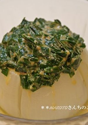 *簡単!丸ごと新玉ねぎのニラ味噌ソース*-レシピのメイン写真