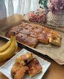 型なし簡単！バナナとチョコの天板ケーキ♡