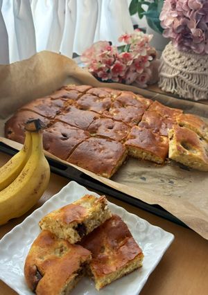 型なし簡単！バナナとチョコの天板ケーキ♡-レシピのメイン写真