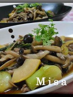 豚肉ときのこと青梗菜炒め-レシピのメイン写真