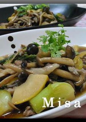 豚肉ときのこと青梗菜炒め-レシピのメイン写真