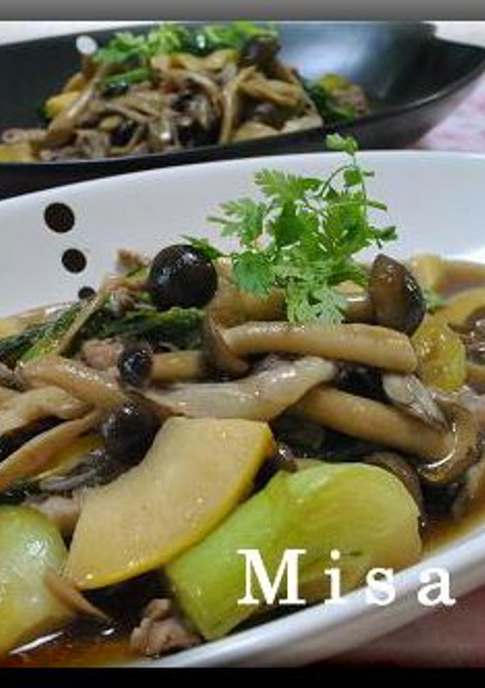 豚肉ときのこと青梗菜炒め-レシピのメイン写真
