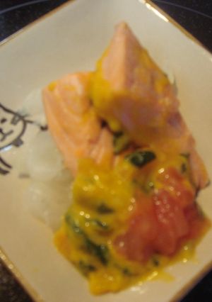 サーモンのかぼちゃｿーｽがけ☆離乳食-レシピのメイン写真