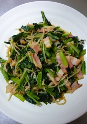 小松菜ともやしとベーコン炒め（中華あじ）-レシピのメイン写真