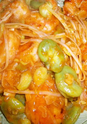 簡単♪ そら豆と海老と白髪ネギの炒め物-レシピのメイン写真