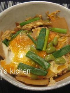 タケノコと枝豆の卵とじ丼-レシピのメイン写真